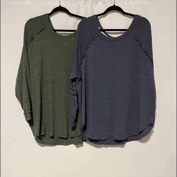 BUNDLE Terra & Sky Ruffled Long-sleeve Top Size 2X 20W-22W